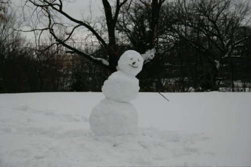 Leaning tower of snow person